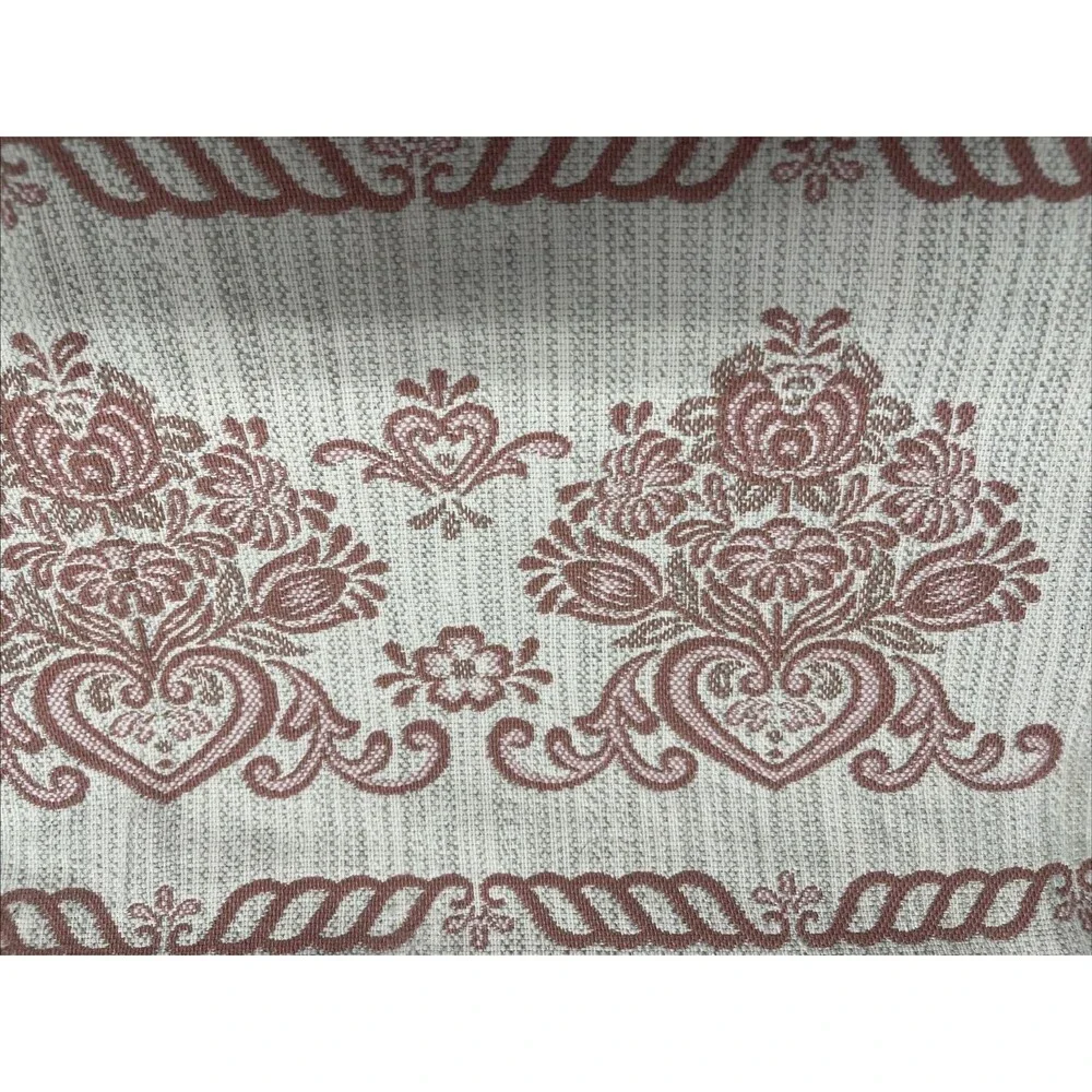 Vintage MCM Austrian Woven Table Runner Mauve Floral Cottagecore Shabby Chic